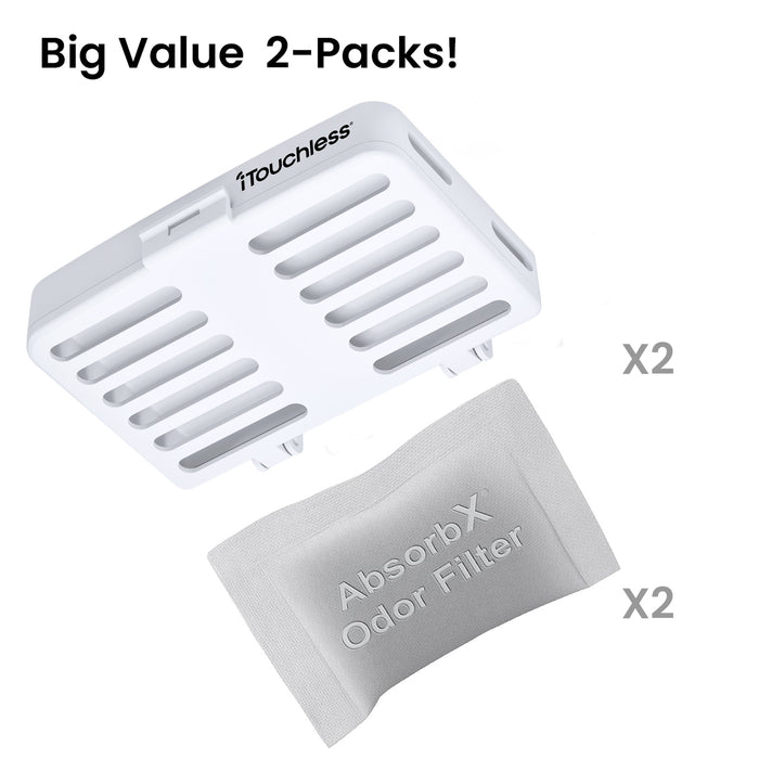 iTouchless 2 Pack Stick on Odor Filters for Refrigerator or Trash Can big value
