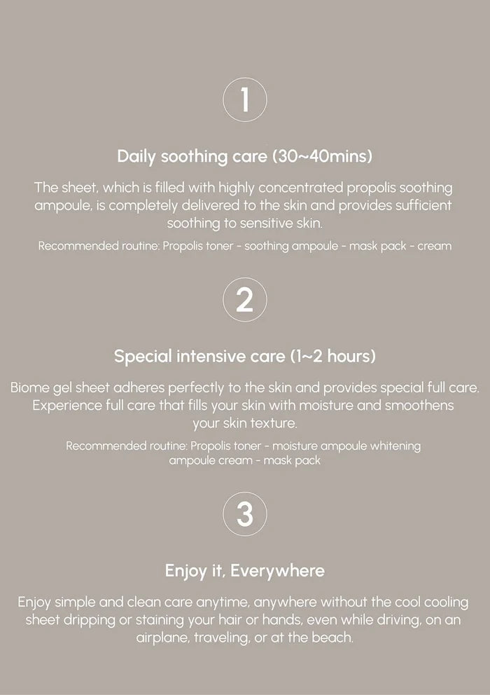 Instructions for daily soother care, special intensive care, and enjoying the product anywhere on a gray background.