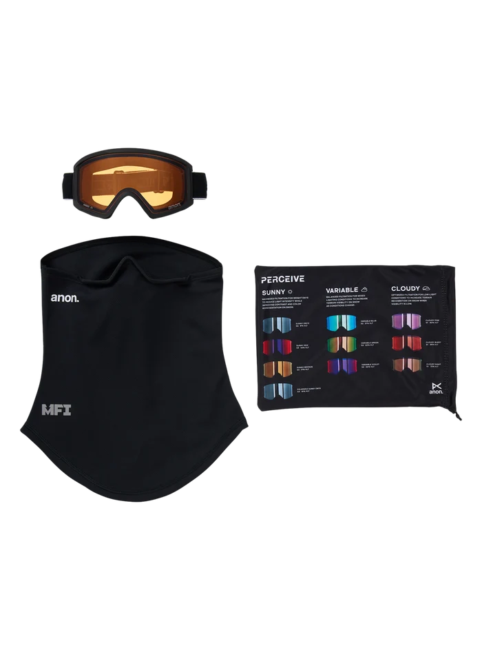 Product image of Anon Tracker 2.0 Goggles + MFI® Face Mask[Variant:Frame: Black, Lens: Amber (55% / S1)]