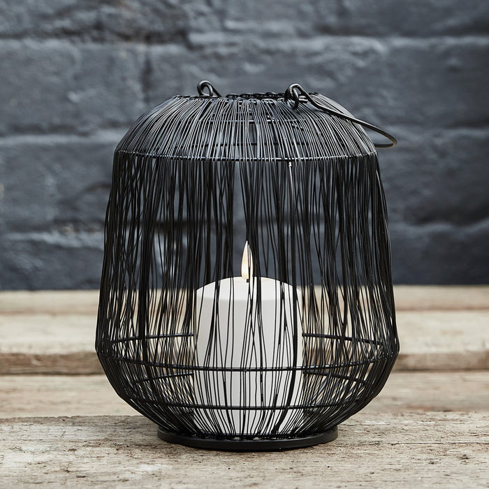 Antonio Large Black Garden Lantern with White TruGlow® Candle