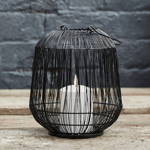 Antonio Large Black Garden Lantern with White TruGlow® Candle