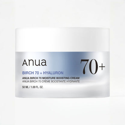 Anua Birch 70+ Hyaluron cream packaging on a white background