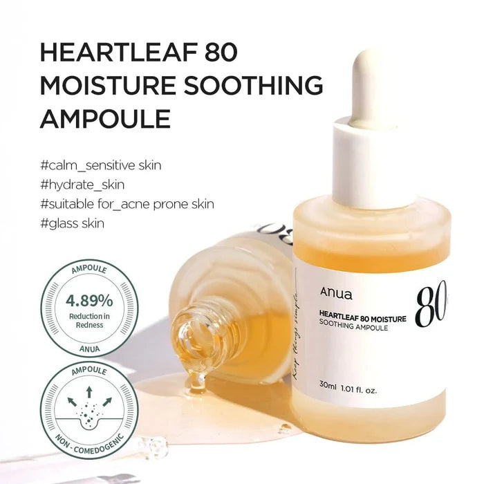 Anua HEARTLEAF 80% MOISTURE SOOTHING AMPOULE 30ml – Skin Care | Korean Skincare Canada - VGLE Beauty