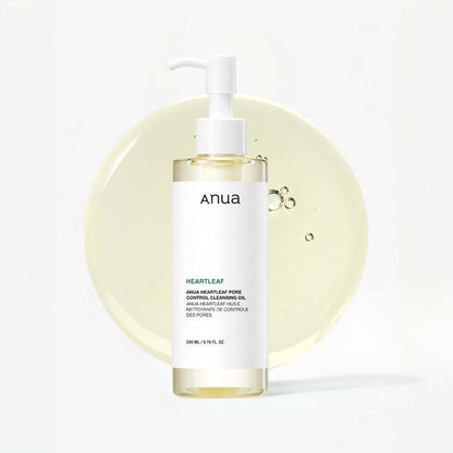 Anua Heartleaf Pore Control Cleansing Oil 200ml, lightweight cleansing oil for makeup removal and pore care.
