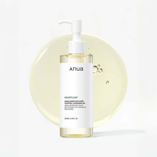 Anua Heartleaf Pore Control Cleansing Oil 200ml, lightweight cleansing oil for makeup removal and pore care.