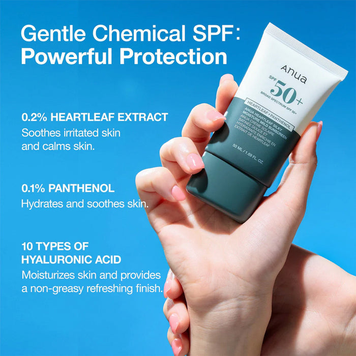 Anua Heartleaf Silky Moisture Sunscreen SPF50+ 1.69oz/ 50ml