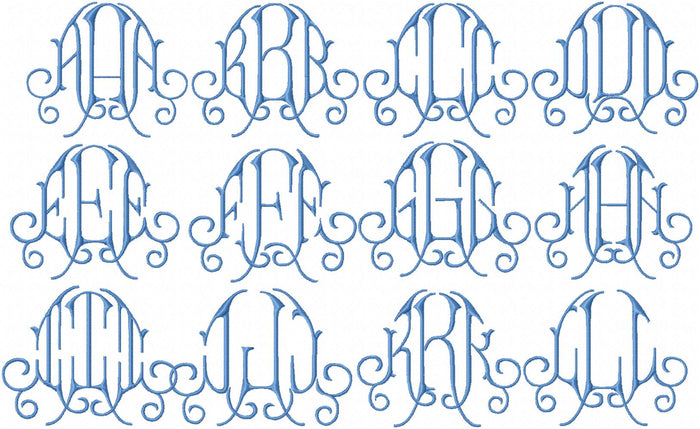 AUDRY MONOGRAM FONT 4 INCH SIZE