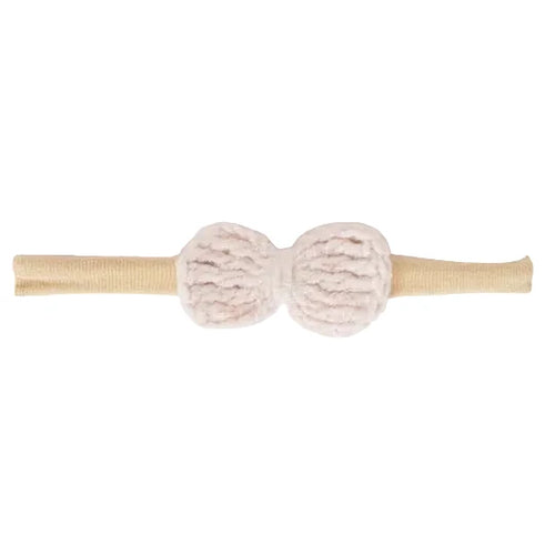 baby band crochet knit bow - pale blush