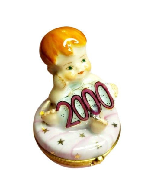 Year 2000 Baby Girl Figurine Porcelain Limoges baby maternity limoges boxes French Trinket Box
