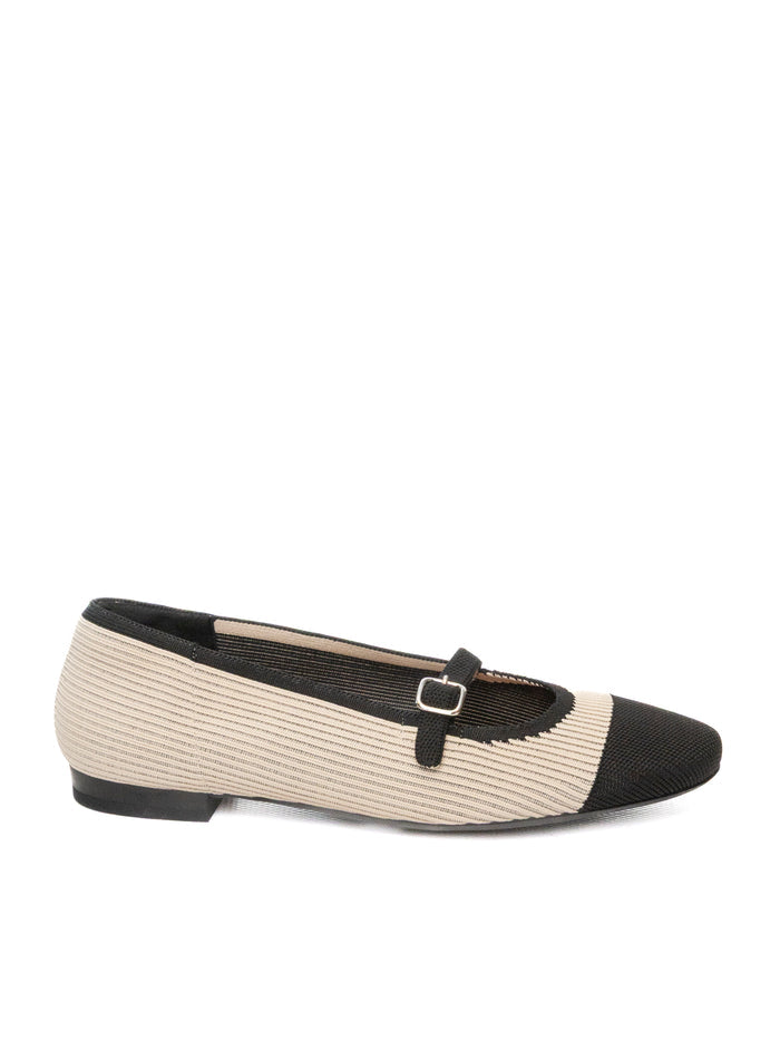 MISS ELASTIC Ballerina tessuto crema/nero 76541 CALPE-77