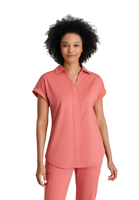 Barco One Performance Knit Engage Pro 2-Pocket Zip Neck Dolman Scrub Top