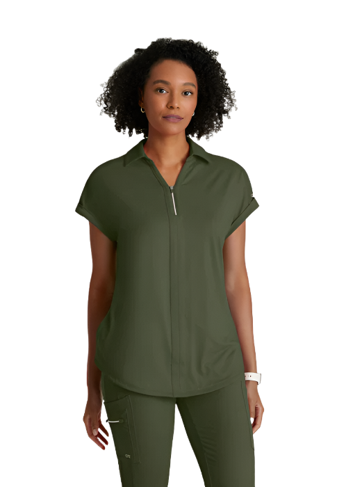 Barco One Performance Knit Engage Pro 2-Pocket Zip Neck Dolman Scrub Top