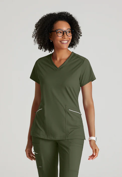 Barco One Performance Knit Victory 2-Pocket V-Neck Scrub Top