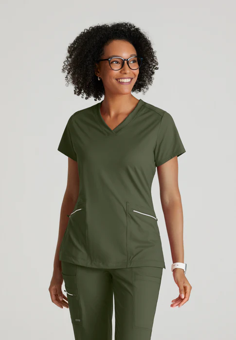 Barco One Performance Knit Victory 2-Pocket V-Neck Scrub Top