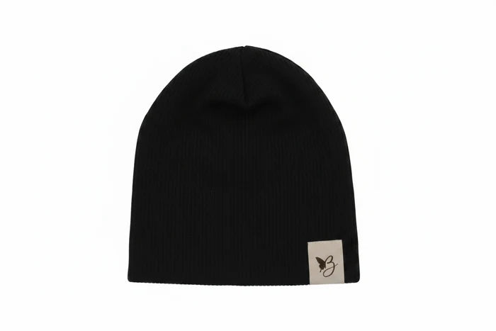 beanie ribbed - black