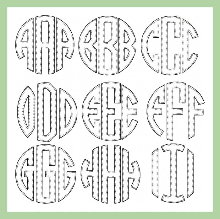 Blanket Stitch Circle Font - 8 inch size - machine embroidery Font