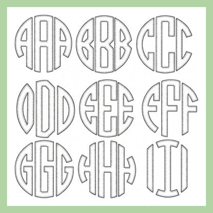Blanket Stitch Circle Font - 8 inch size - machine embroidery Font