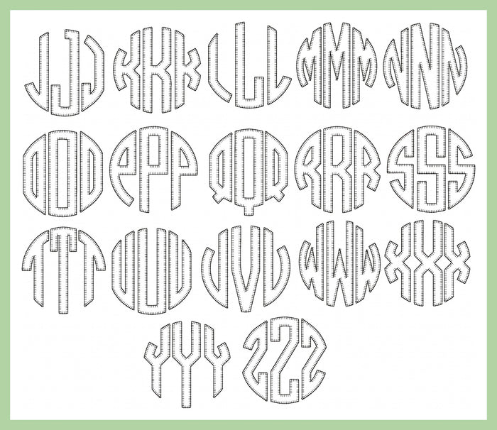 Blanket Stitch Circle Font - 8 inch size - machine embroidery Font