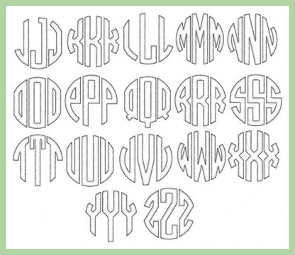 Blanket Stitch Circle Font - 8 inch size - machine embroidery Font