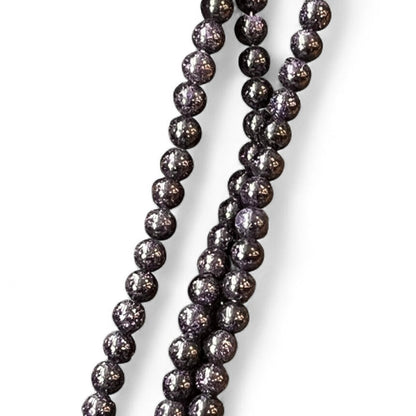 Blue Goldstone 6mm sparkling bead strand, 14 inch