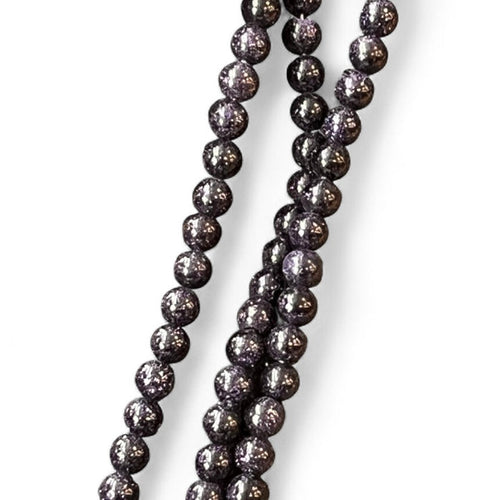 Blue Goldstone 6mm sparkling bead strand, 14 inch