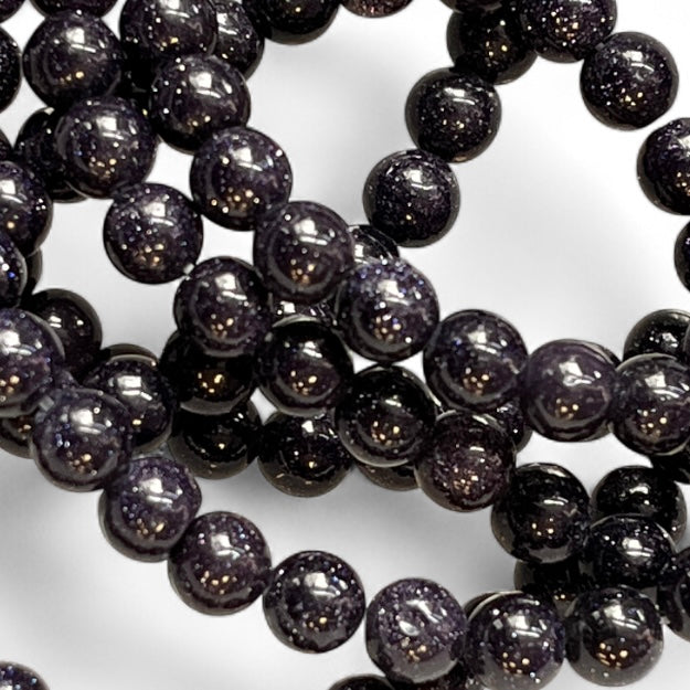 Blue Goldstone 6mm Bead Strand – 14" Sparkling Crystal Beads for Jewelry Making & Ambition