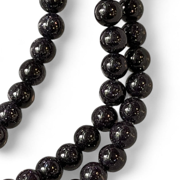 Blue Goldstone 6mm Bead Strand – 14" Sparkling Crystal Beads for Jewelry Making & Ambition