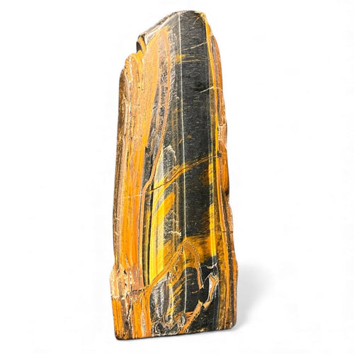 Hawk’s Eye gemstone slab with blue-gold shimmer