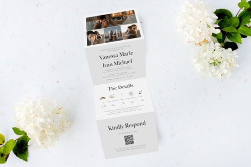 Boho Collage Tri Fold Invitation