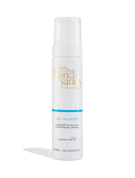 Bondi Sands Self Tan Eraser in 200mL bottle, beauty product for removing self-tan, with clear packaging and branding.