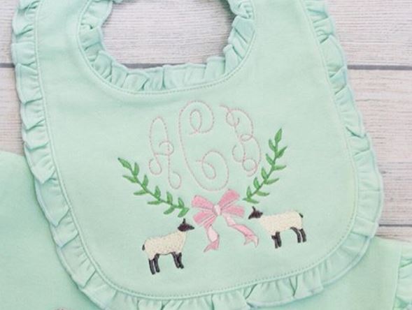 Bows Lambs and Laurel Monogram Frame