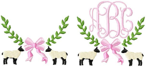 Bows Lambs and Laurel Monogram Frame