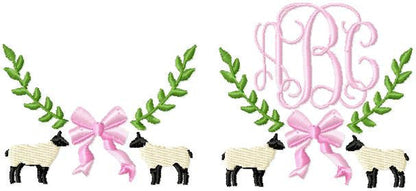 Bows Lambs and Laurel Monogram Frame