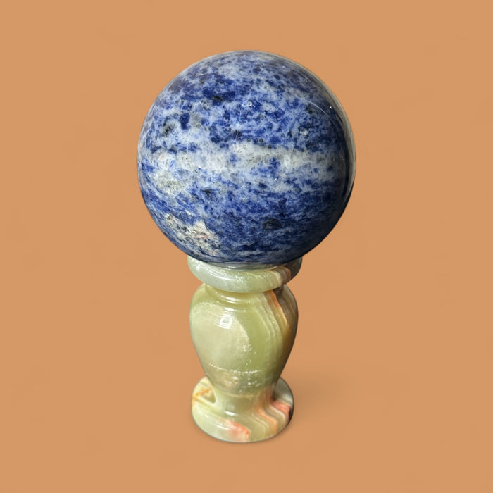 Brazilian Sodalite sphere 440g polished crystal for meditation and intuition - Raven's Cauldron 6 N Sandusky St. Delaware, OH 43015