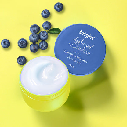 Bright Hydra Gel moisturizer jar with blueberry