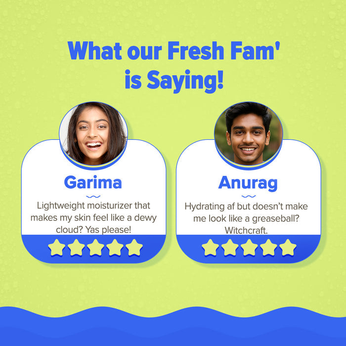 Fresh Fam review card with customer ratings for the moisturizer