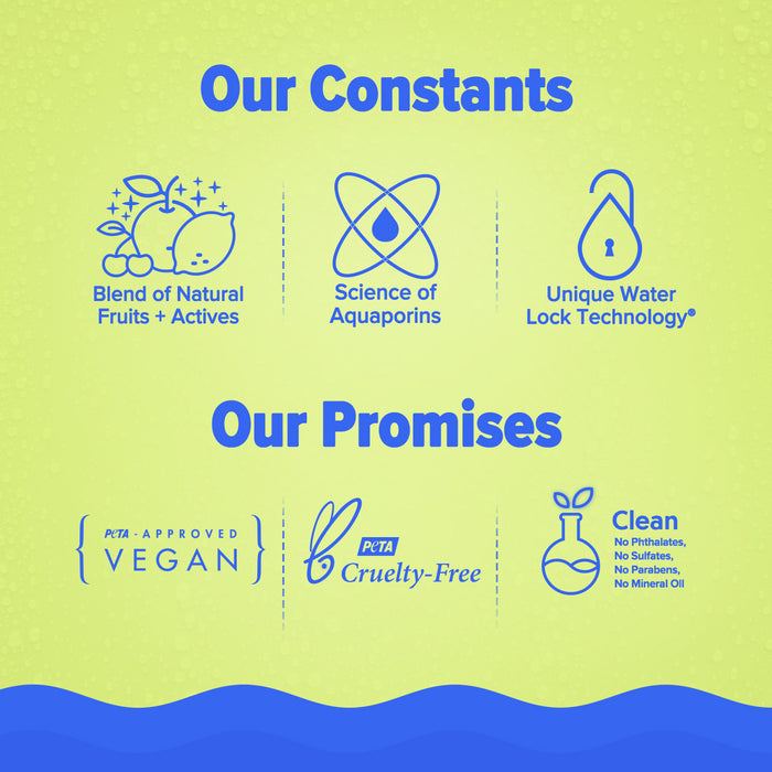 Clean formula icons showing vegan and skin-friendly standards