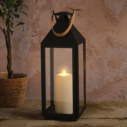 Brixham Large Leather Effect Handle Lantern with TruGlow® Candle and Remote Control