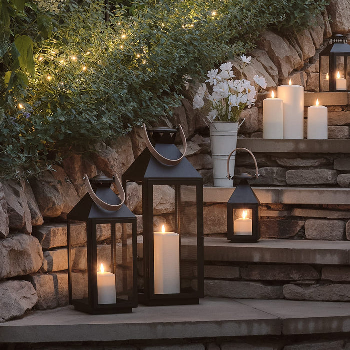 Brixham Leather Handle Lantern Trio with TruGlow® Candles
