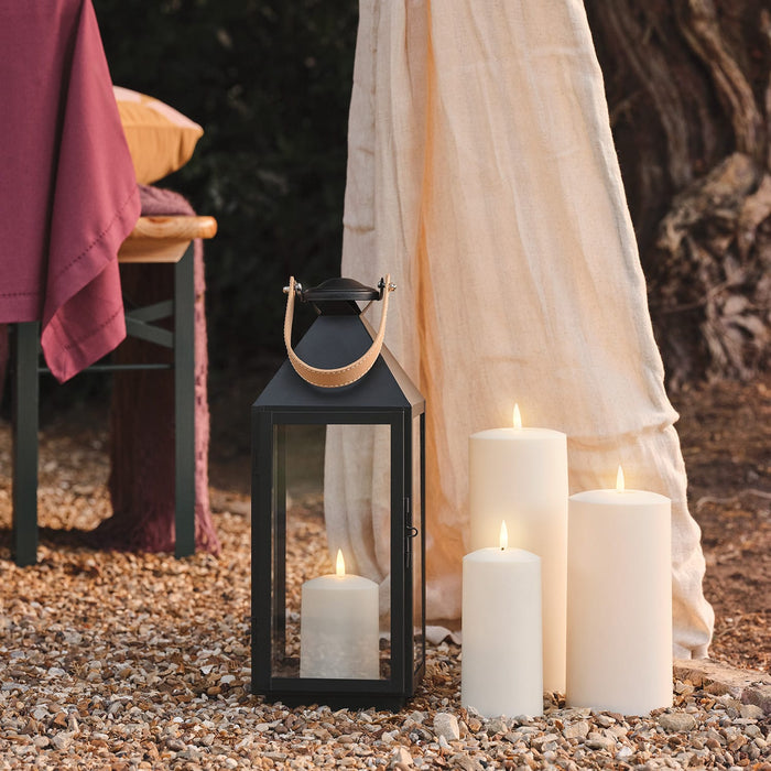 Brixham Regular Leather Effect Handle Lantern with TruGlow®Candle and Remote Control