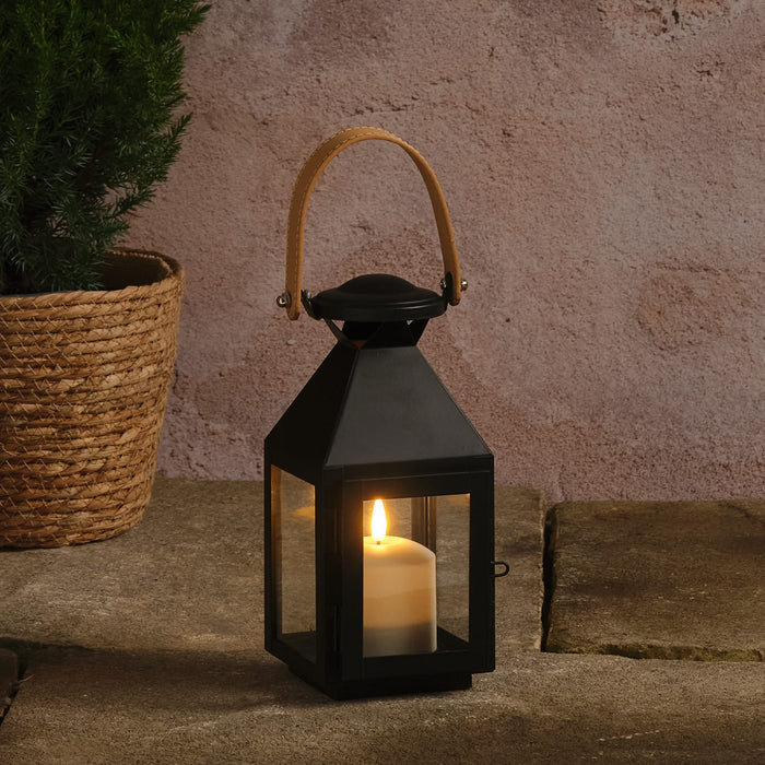 Brixham Small Leather Handle Lantern with TruGlow® LED Candle