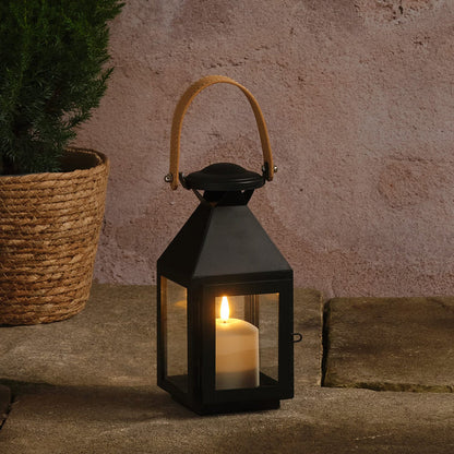 Brixham Small Leather Handle Lantern with TruGlow® LED Candle