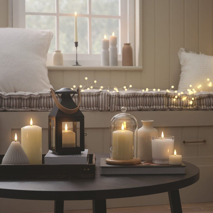 Brixham Small Leather Effect Handle Lantern with TruGlow® Candle and Remote Control