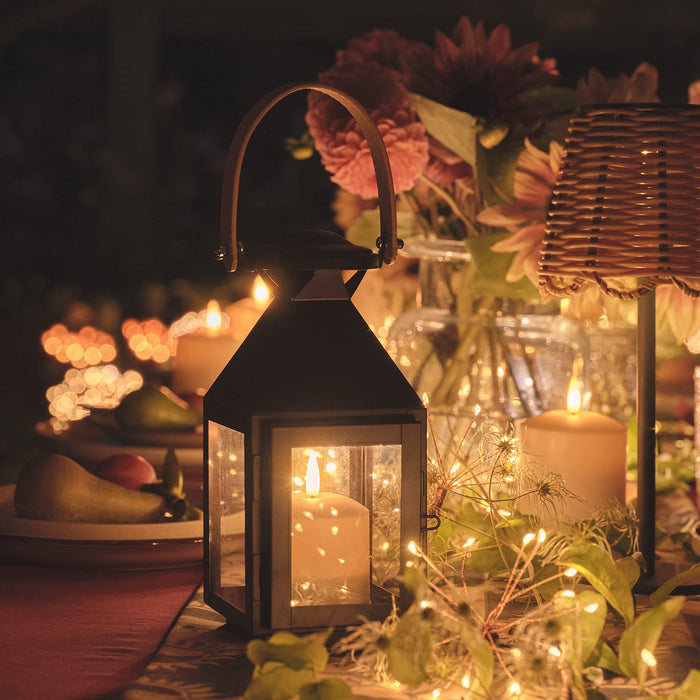 Brixham Small Leather Effect Handle Lantern with TruGlow® Candle and Remote Control