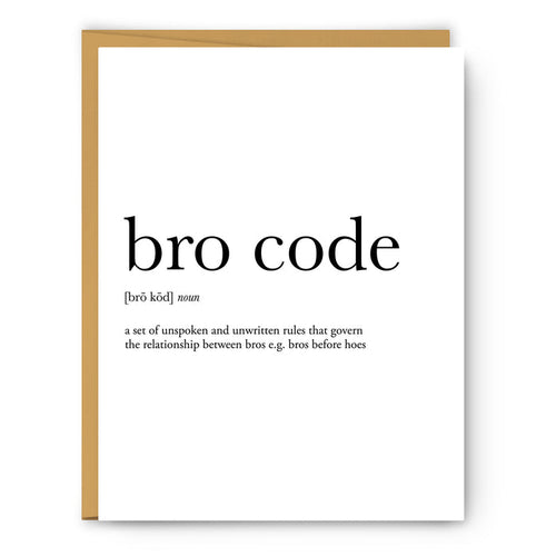 Bro Code Definition - Unframed Art Print Or Greeting Card