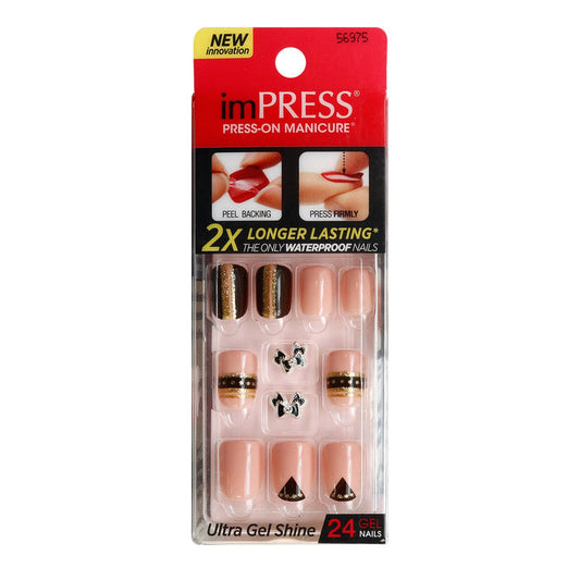 Broadway Impress 2x Longer Lasting Press On Manicure with Point Nail Stone 24 Nails - ikatehouse