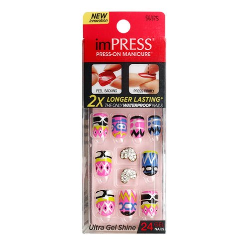 Broadway Impress 2x Longer Lasting Press On Manicure with Point Nail Stone 24 Nails - ikatehouse