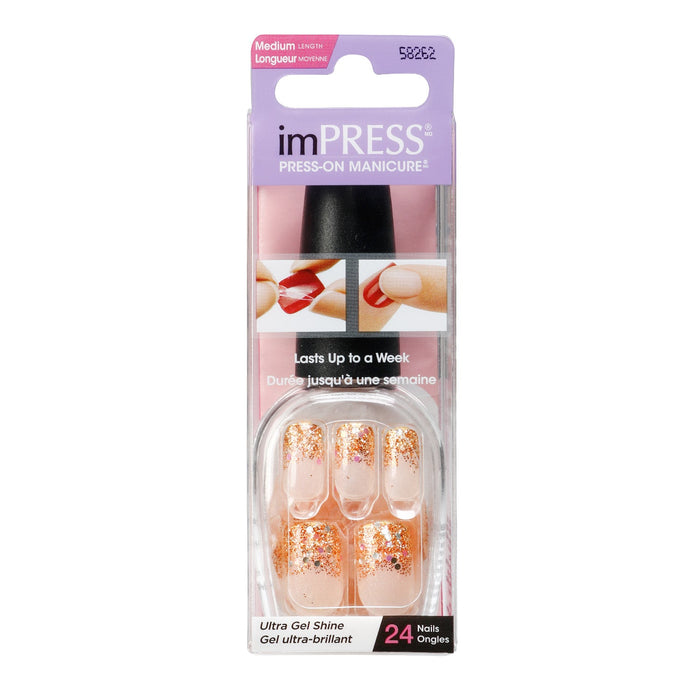 Broadway Nails imPRESS Press On Manicure Medium Length 24 Nails - ikatehouse