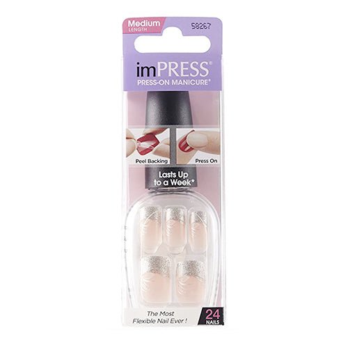 Broadway Nails imPRESS Press On Manicure Medium Length 24 Nails - ikatehouse