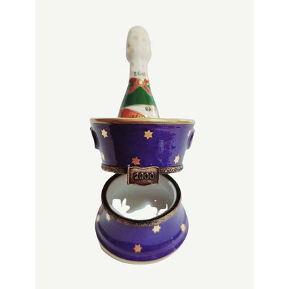 Blue Champagne Bucket Elegance Porcelain Limoges wine French Trinket Box